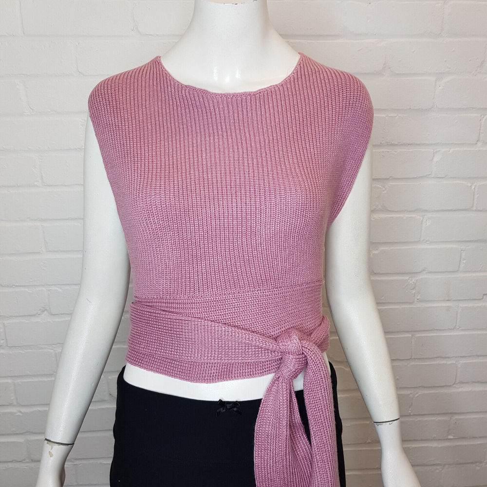 Free People Beach Orchid Convertible Tank Top Medium UK 12 Pink Knit Halter BN - Picture 2 of 10